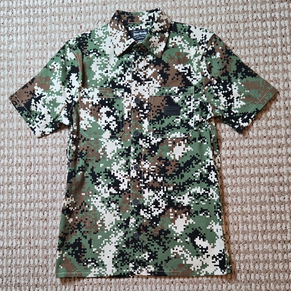 Dogg Supply Snoop Dogg XS Woven Work Wear Button Up Shirt Camo Rap Hip Hop Top